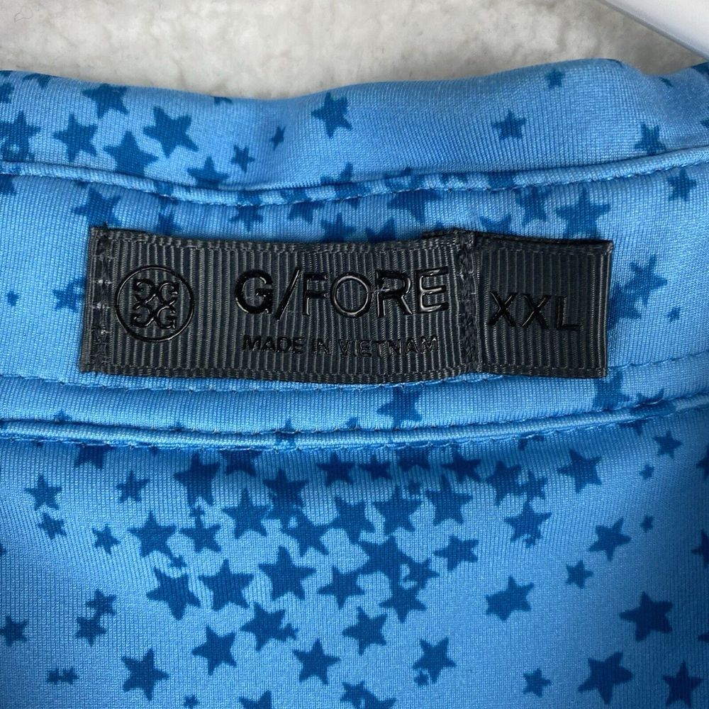 G Fore Shirt Mens XXL Blue Golf Performance Polo Star All Over Geometric READ - Picture 7 of 15